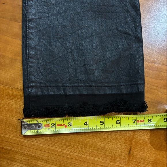 DL1961 Lara Mid Rise Cropped Flare Jeans Black Waxed Raw Hem Sz 27 - Picture 9 of 10